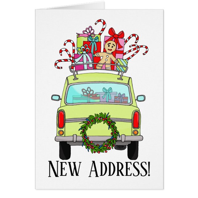 New Address Green Car with Christmas Gifts (Front)