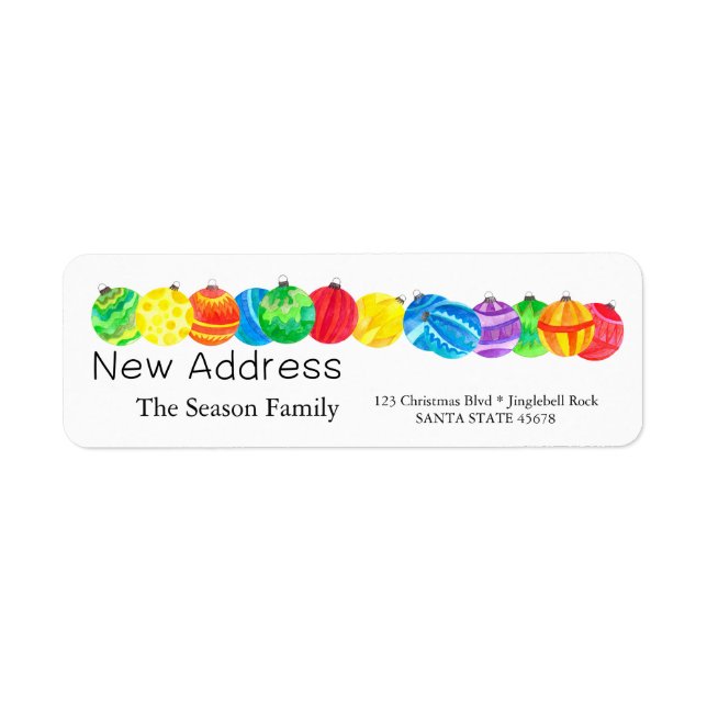 New Address handpainted watercolor label (Front)