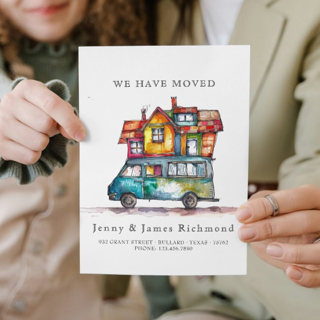 New Address I Watercolor Car Home Moving  Announcement (Creator Uploaded)