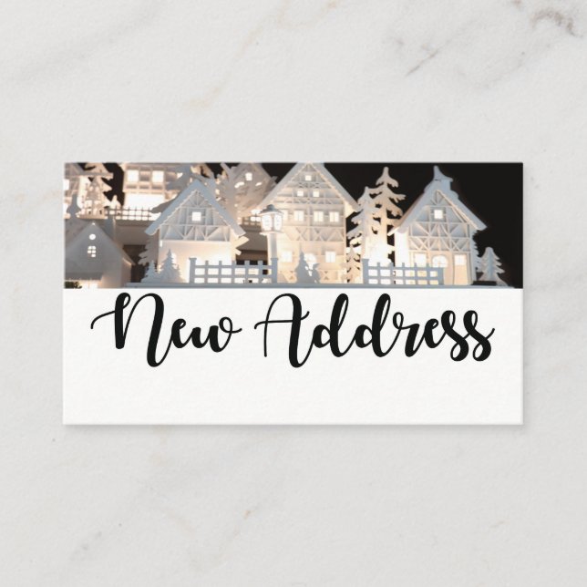 New Address  Illuminated Christmas Houses Enclosure Card (Front)