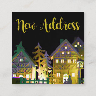 New Address Illuminated Christmas Houses Enclosure Card