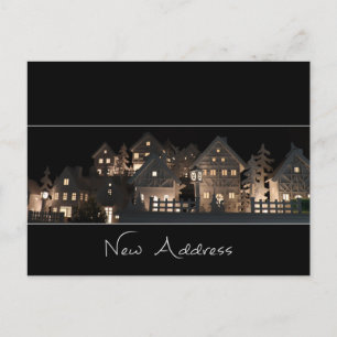 New Address Illuminated Christmas Houses Postcard