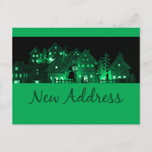 New Address Illuminated Christmas Houses Postcard