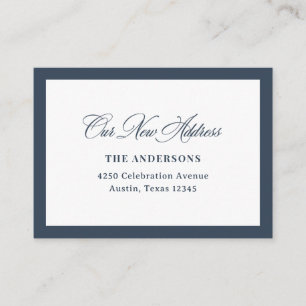 New Address Insert Classic Navy Blue Calligraphy