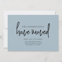 New Address Modern Calligraphy Dusty Blue Moving