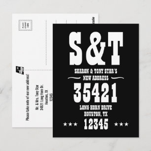 New Address Monogram Western Style Personalised Postcard