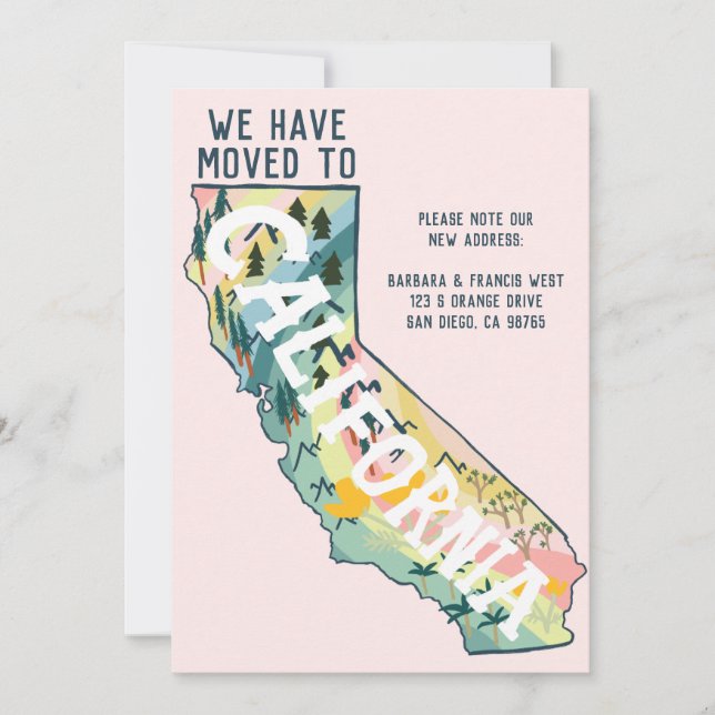 NEW ADDRESS Moved to California State Map Invitation (Front)