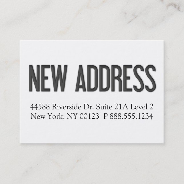 "New Address" Notification Label Business Card (Front)