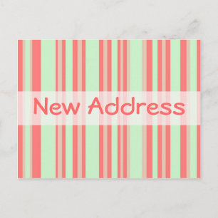 New Address orange green stripes Announcement Postcard