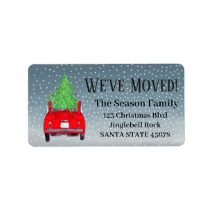 New Address Red Fiat 500 with Christmas Tree Label