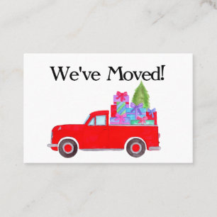New Address Red truck with Christmas gifts Business Card