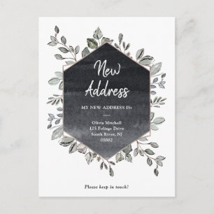 New Address Rustic Greenery Moving Announcement Postcard