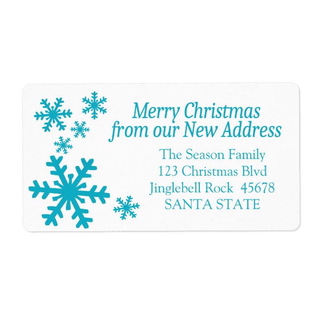 New Address snowflake holiday Label (Front)