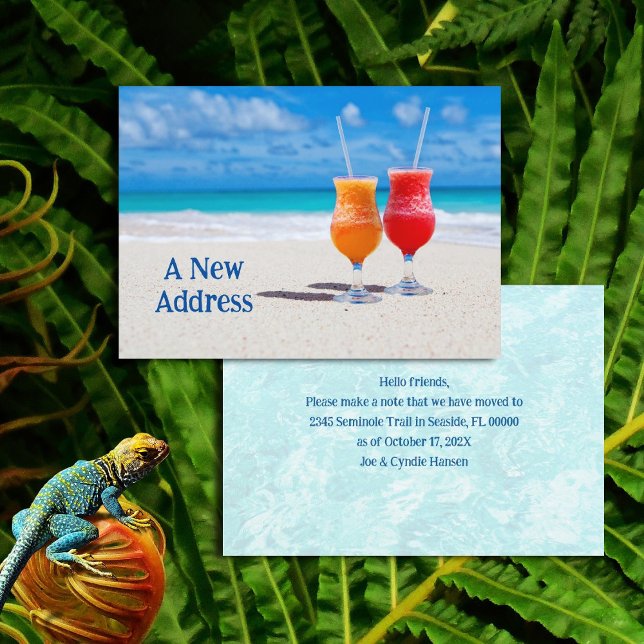 New Address Tropical Cocktails Coastal Home Card (Creator Uploaded)