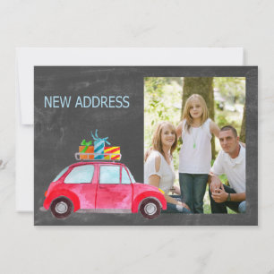 New Address watercolor Christmas Car photo card