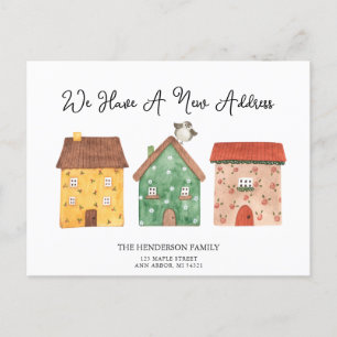 New Address Watercolor Homes Moving Announcement Postcard