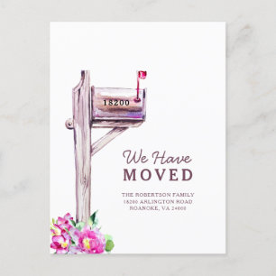 New Address Watercolor Mailbox Moving Announcement Postcard