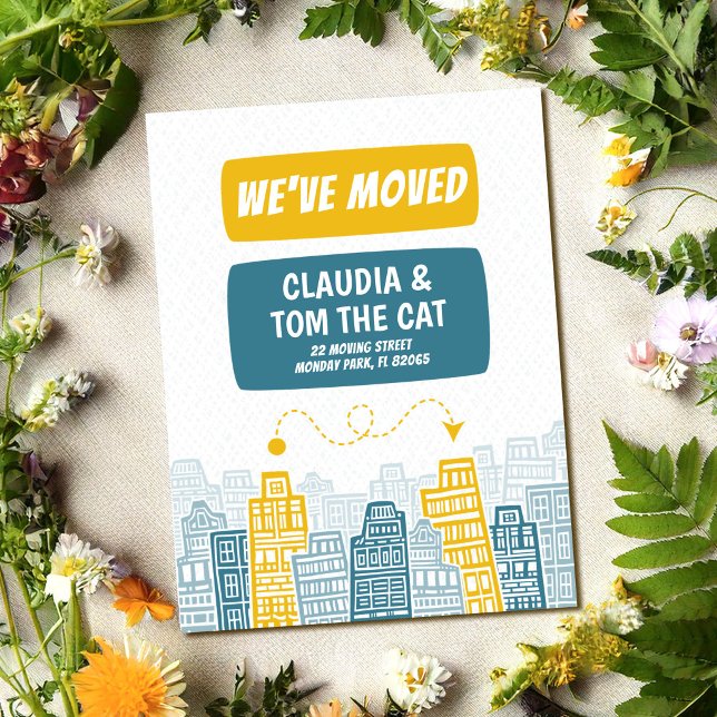 new address we are moving cartoon city  postcard (Creator Uploaded)