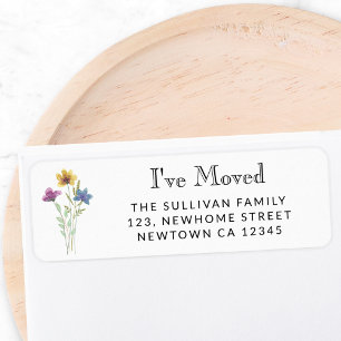 New Address Wildflower Return Address Label