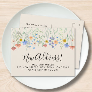 New Address Wildflowers Moving Announcement Postcard