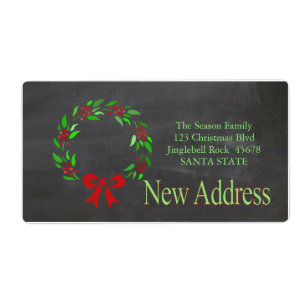 New Address x-mas wreath Holiday Label