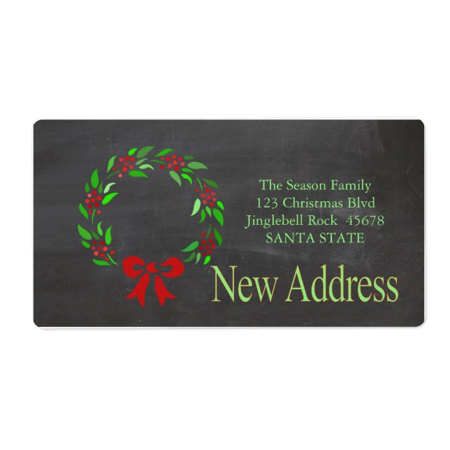 New Address x-mas wreath Holiday Label (Front)