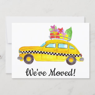 New Address Yellow Cab Taxi Christmas Gifts Invitation
