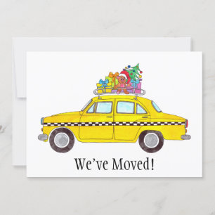 New Address Yellow Cab Taxi Christmas Gifts Invitation