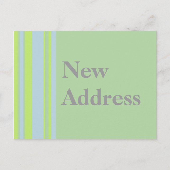 New Address yellow grey blue stripes Announcement Postcard (Front)