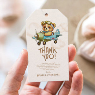 New Adventure Baby Pilot Aeroplane Baby Shower Gift Tags