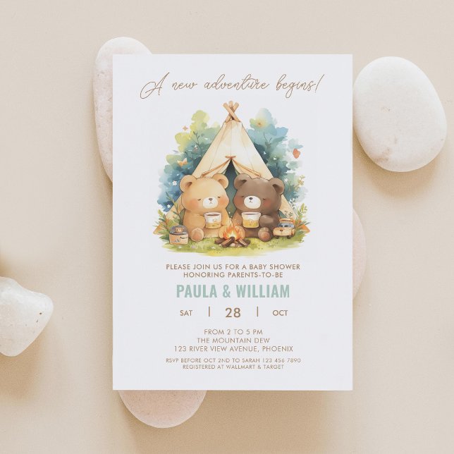 New Adventure Happy Couple Baby Shower Invite (Creator Uploaded)