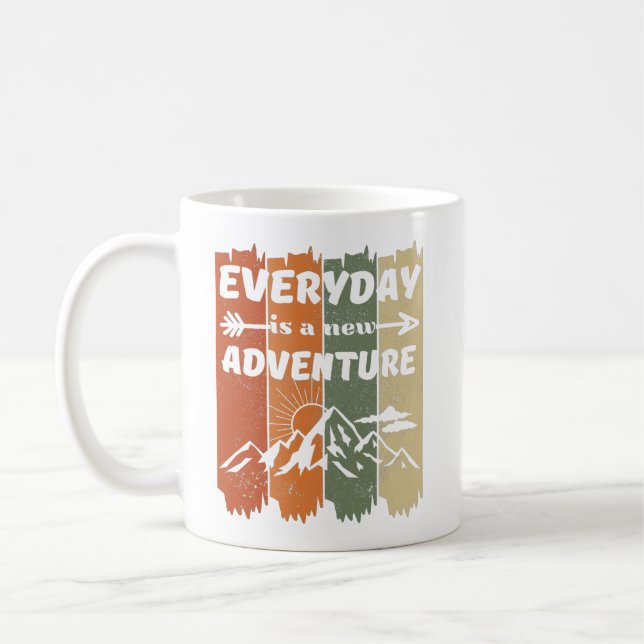 New adventure hiking lovers gift retro mountain coffee mug (Left)