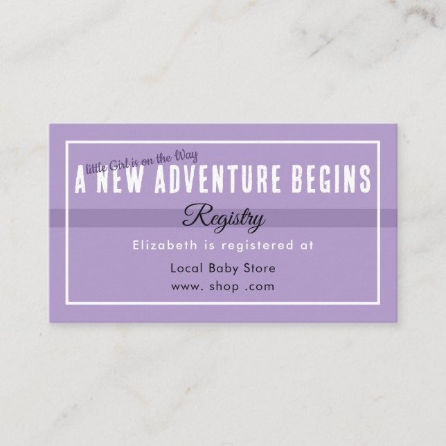 New Adventure Purple Registry Enclosure Card (Front)