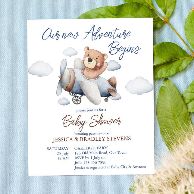 New adventure tiny pilot baby shower budget invite (Creator Uploaded)