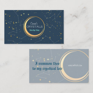 New Age Mystical Golden Moon Constellations Business Card