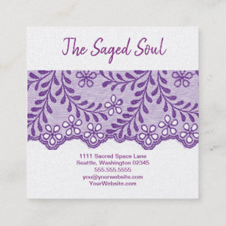 New Age Occult Shop Amethyst Floral Lace Square Business Card