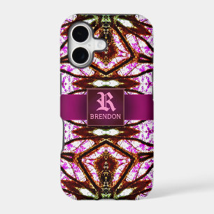 New Age Pink Batik Pattern Custom Monogram