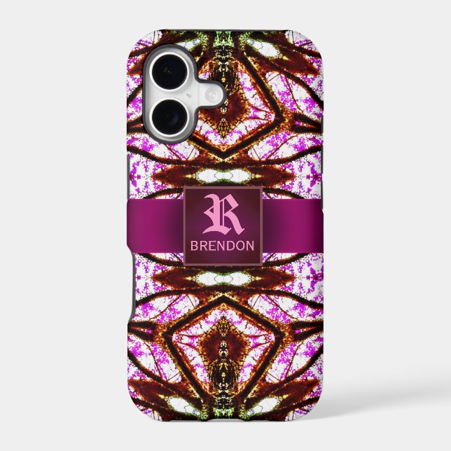 New Age Pink Batik Pattern Custom Monogram (Back)