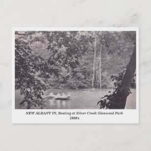 New Albany IN Glenwood Park 1900s Boating Postcard