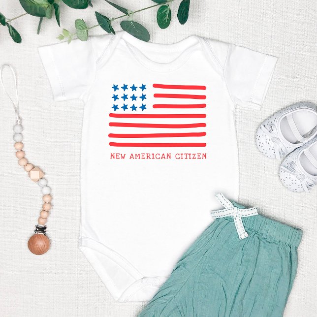 New American Citizen | Hand Drawn American Flag Baby Bodysuit (Creator Uploaded)
