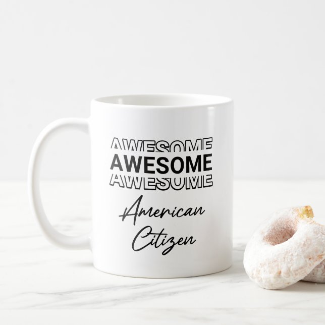 New American US Citizen Naturalisation Immigrant Coffee Mug (With Donut)