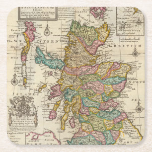 New and correct map of Scotland and the Isles Square Paper Coaster