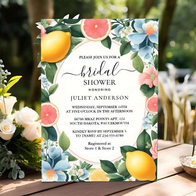 New Arch Food Fun Fruit Lime Lemon Bridal Shower Invitation (Creator Uploaded)