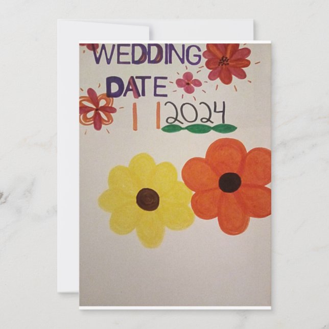 NEW ARRIVAL FLORAL UPDATE WEDDING DATE 2024 INVITATION (Front)
