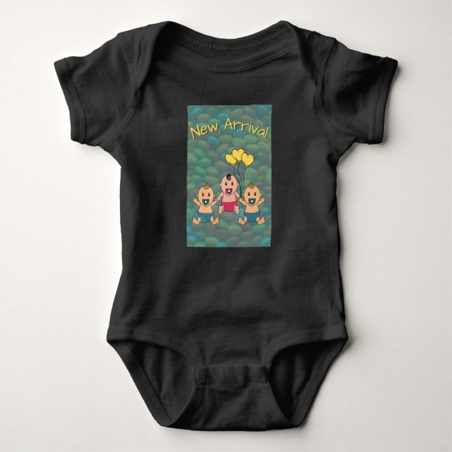 New arrival - for triplet 2 boys and a girl - baby bodysuit (Front)