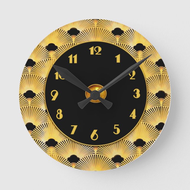 New Art Deco Wall Fan Style Round Clock (Front)
