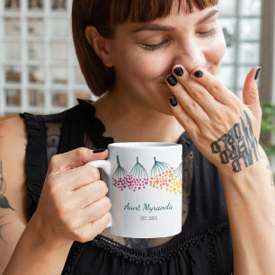 New Aunt Abstract Rainbow Floral Personalised Coffee Mug