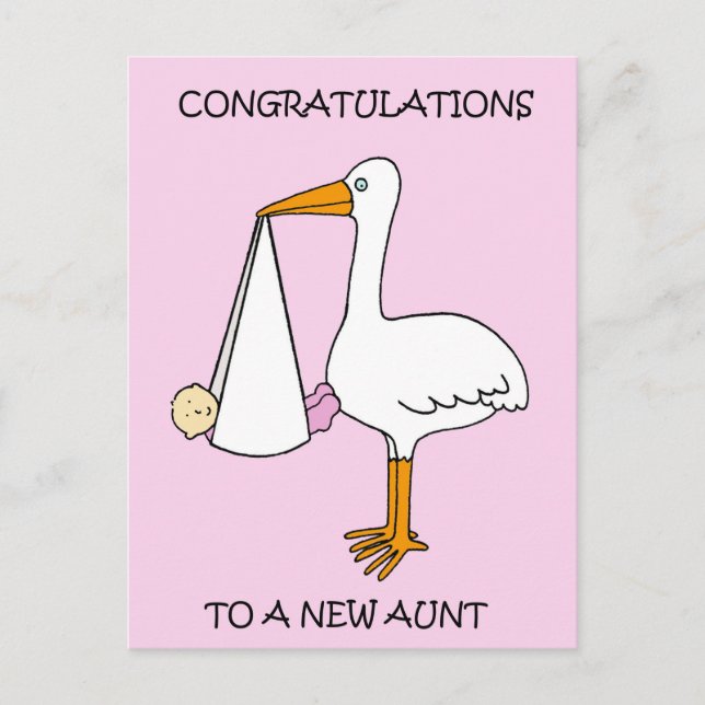 New Aunt Congratulations to a Baby Girl Postcard (Front)