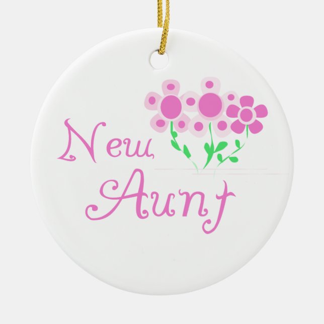 New Aunt Pink Flowers T-shirts and Gifts Ceramic Tree Decoration (Front)