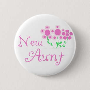 New Aunt Pink Flowers Tshirts and Gifts 6 Cm Round Badge